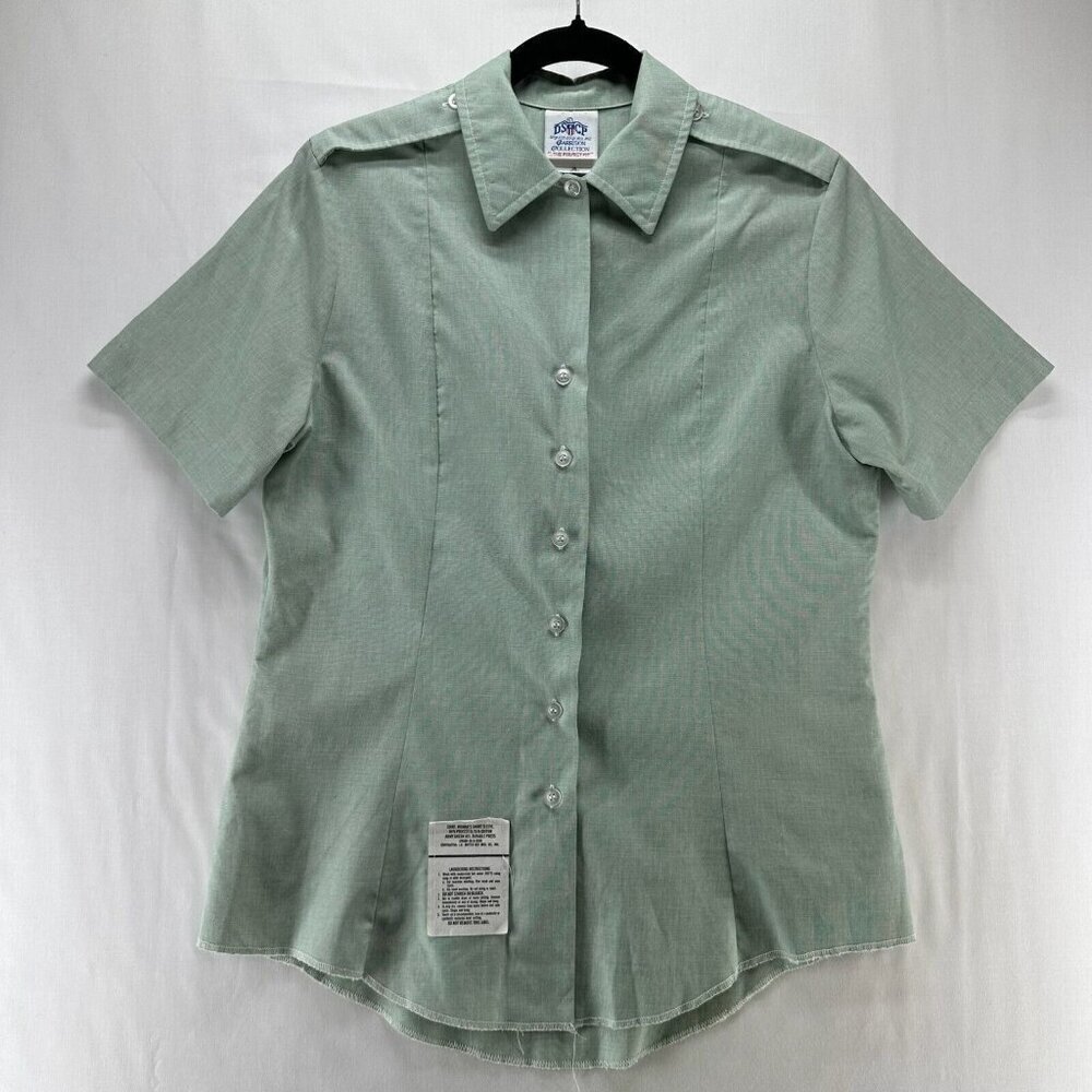 DSCP Vintage Shirt Women 10R Garrison Collection Button Down Military Green